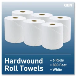 GEN G2820 1-Ply 8 in. x 800 ft. Hardwound Roll Towels - White (6/Carton)