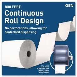GEN G2820 1-Ply 8 in. x 800 ft. Hardwound Roll Towels - White (6/Carton)
