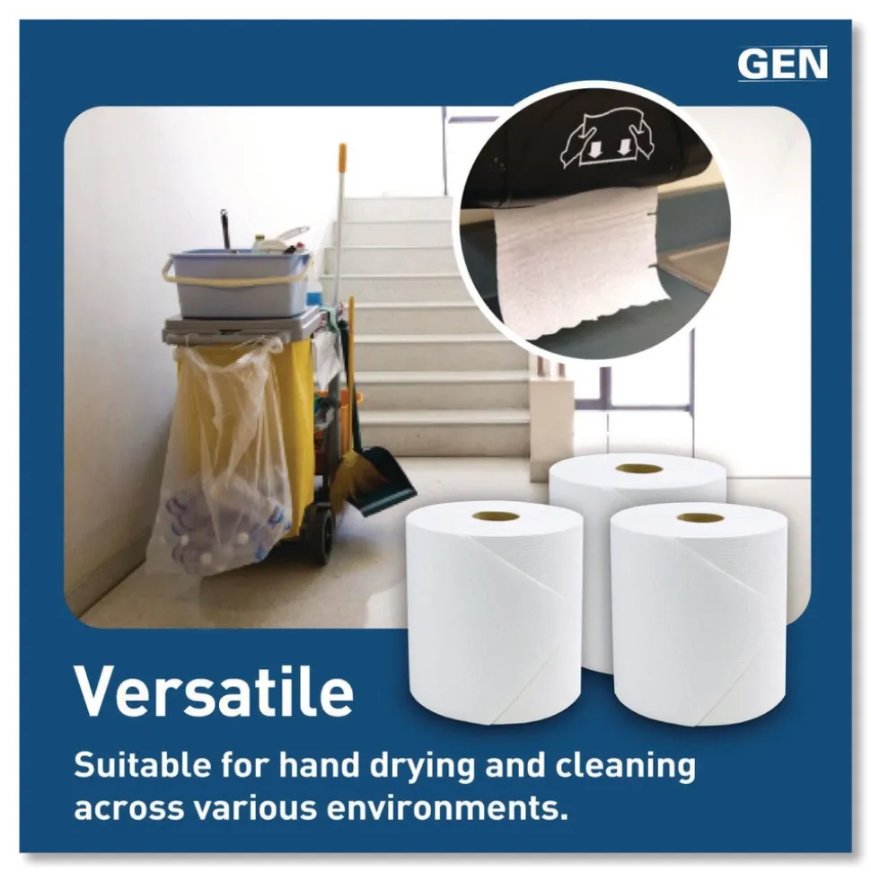 GEN G2820 1-Ply 8 in. x 800 ft. Hardwound Roll Towels - White (6/Carton)