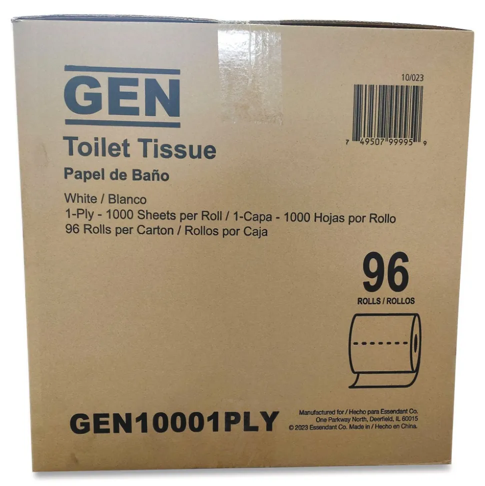 GEN 1-Ply Septic Safe Bath Tissue - White (1000 Sheets/Roll, 96 Rolls/ Carton)
