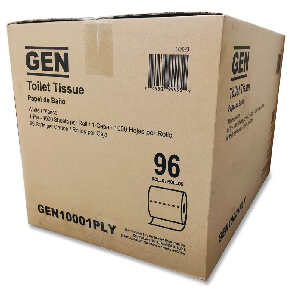 GEN 1-Ply Septic Safe Bath Tissue - White (1000 Sheets/Roll, 96 Rolls/ Carton)