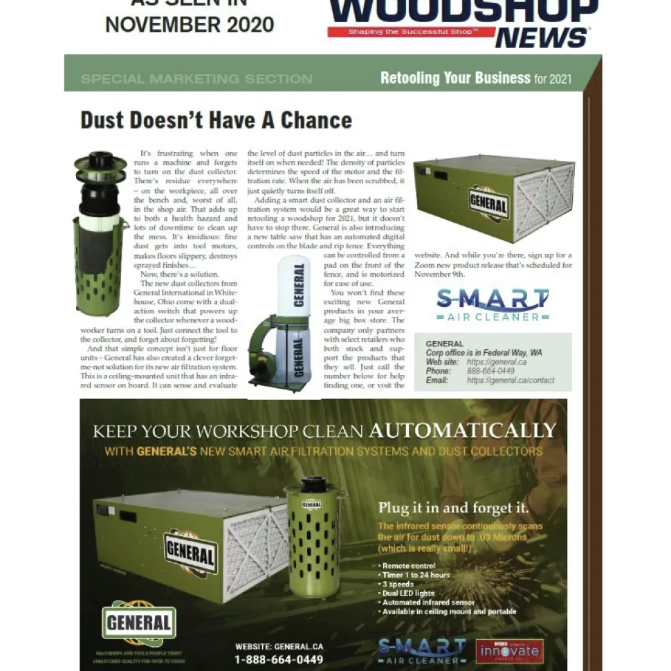 General International 1550, 1260 and 980 CFM Commercial Air Filtration System with Auto Infrared System