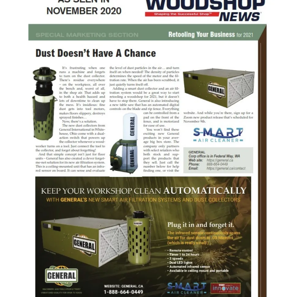 General International 110V 1 Phase 1 HP Dual Action Switch Commercial Dust Collector with 2 Micron Bag Filter