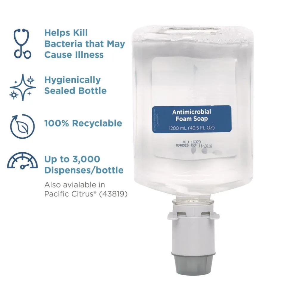 Georgia Pacific Professional 43818 Pacific Blue Ultra 1200 mL Antimicrobial Foam Soap Manual Dispenser Refill - Unscented (4/Carton)