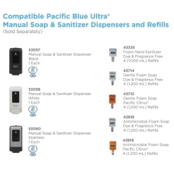 Georgia Pacific Professional 43818 Pacific Blue Ultra 1200 mL Antimicrobial Foam Soap Manual Dispenser Refill - Unscented (4/Carton)
