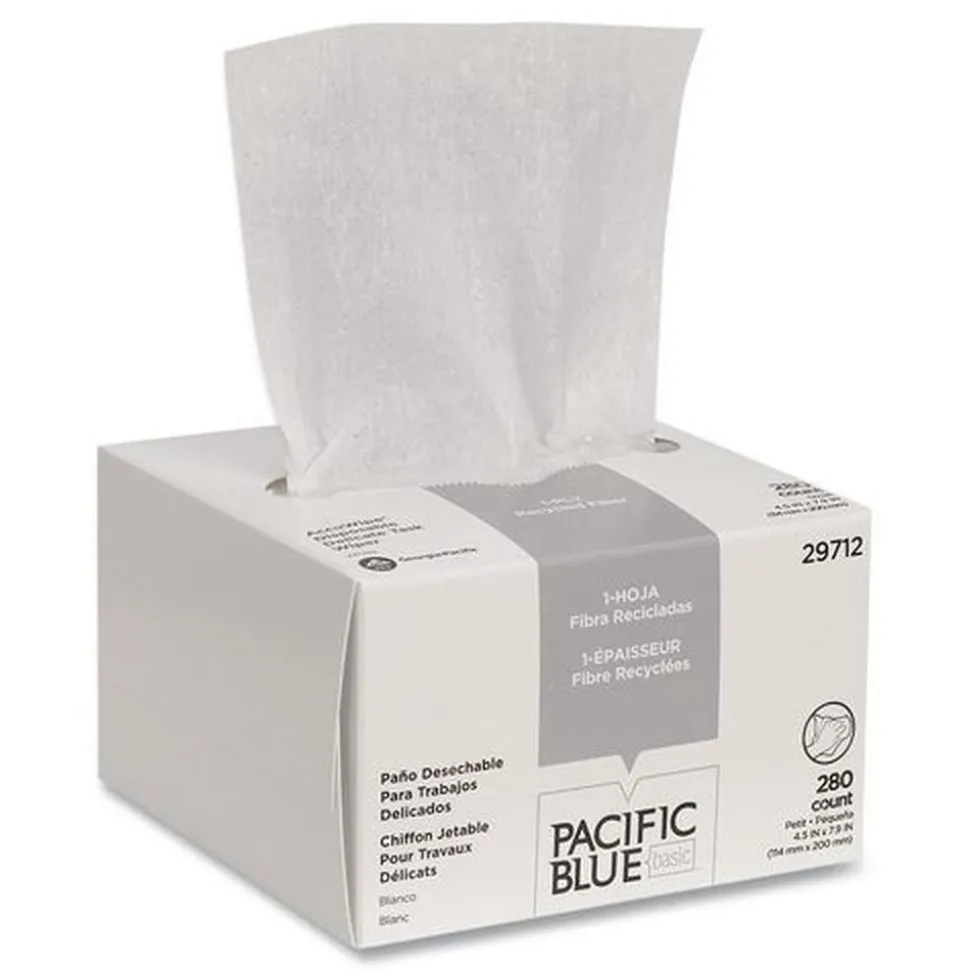 Georgia Pacific Professional AccuWipe 4.5 in. x 8.25 in. 1-Ply Recycled Delicate Task Wipers - Unscented, White (60/Carton)
