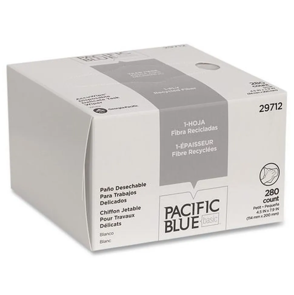 Georgia Pacific Professional AccuWipe 4.5 in. x 8.25 in. 1-Ply Recycled Delicate Task Wipers - Unscented, White (60/Carton)