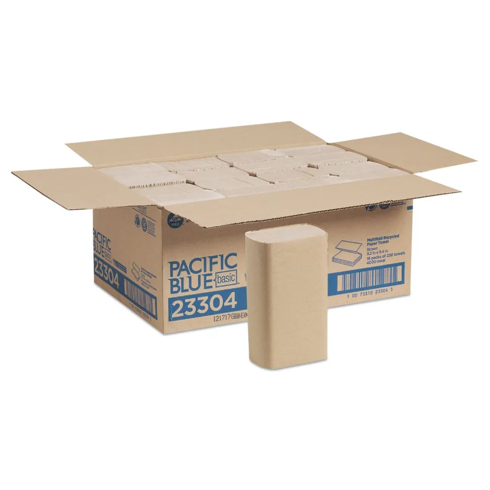 Georgia Pacific Professional 23304 9.2 in. x 9.4 in. 1-Ply Pacific Blue Basic M-Fold Paper Towels - Brown (16 Packs/Carton)