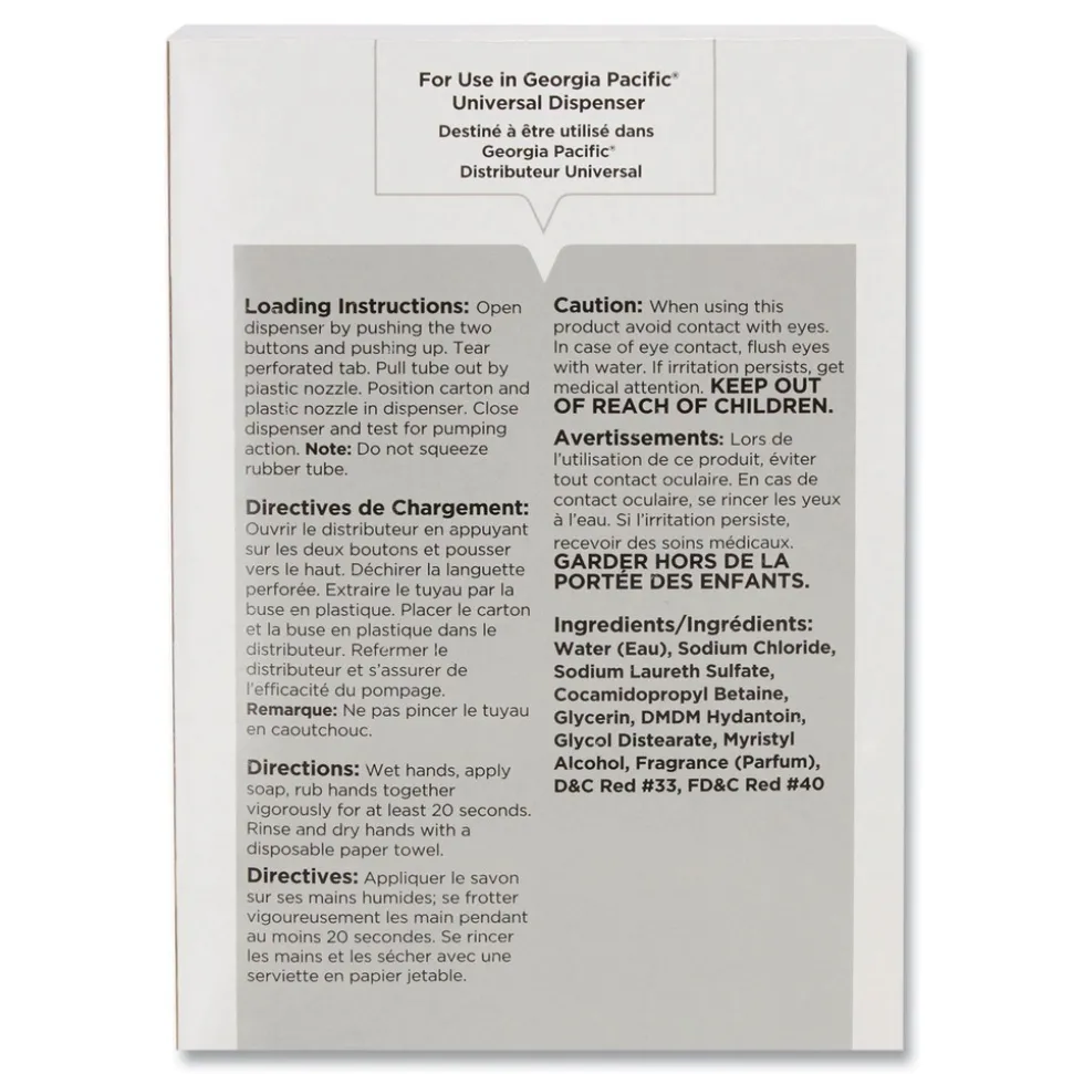 Georgia Pacific Professional 800 mL Liquid General Purpose Soap Refill - Pink Pearlescent (12/Carton)