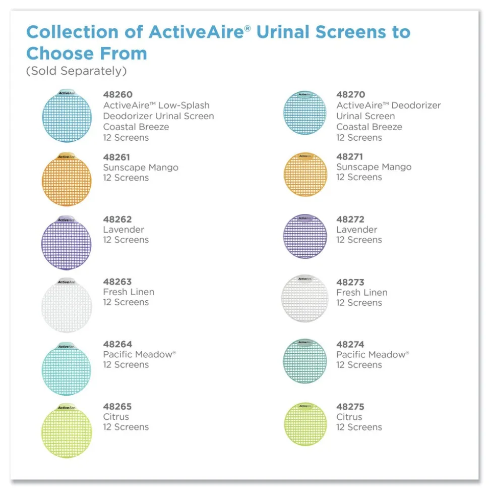 Georgia Pacific Professional ActiveAire Deodorizer Urinal Screen - Coastal Breeze Scent, Blue (12/Carton)