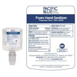 Georgia Pacific Professional Pacific Blue 1000 mL Ultra Foam Hand Sanitizer Refills for Manual Dispensers - Fragrance-Free (4-Piece/Carton)