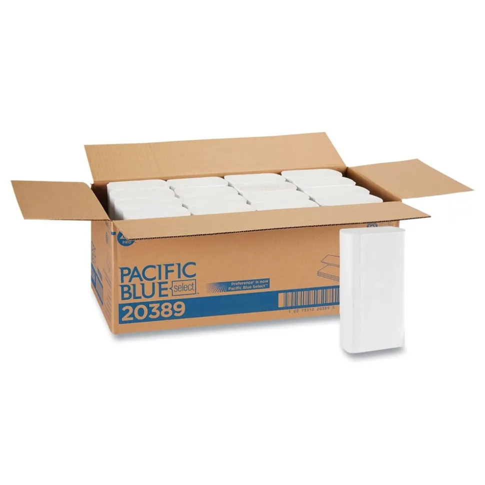 Georgia Pacific Professional 20389 9.2 in. x 9.4 in. 1-Ply Pacific Blue Select Folded Paper Towels - White (16 Packs/Carton)