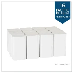 Georgia Pacific Professional 20389 9.2 in. x 9.4 in. 1-Ply Pacific Blue Select Folded Paper Towels - White (16 Packs/Carton)
