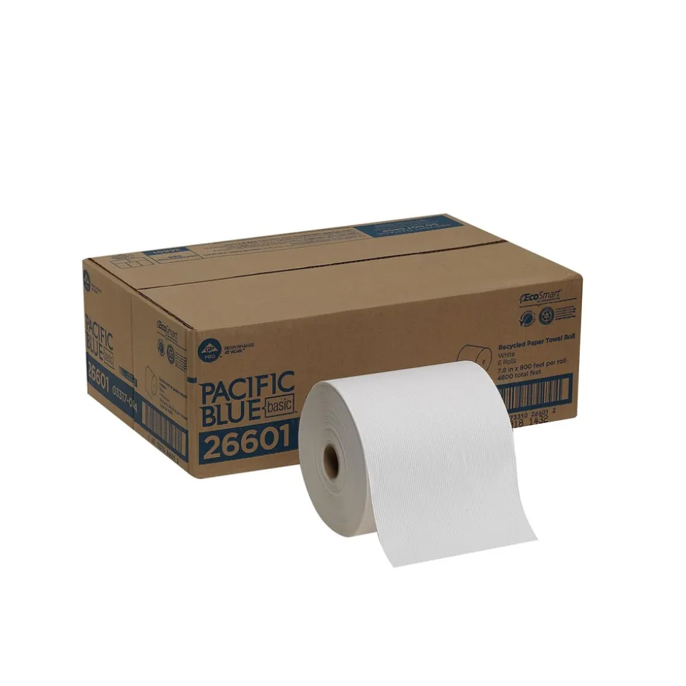 Georgia Pacific Professional 7.88 in. x 800 ft. 1-Ply Pacific Blue Basic Nonperforated Paper Towel Rolls - White (6 Rolls/Carton)