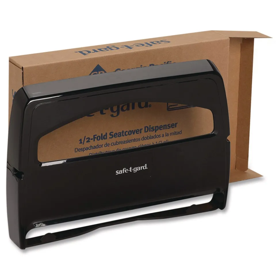 Georgia Pacific Professional Safe-T-Gard 16.38 in. x 2.5 in. x 11.75 in. Half-Fold Toilet Seat Cover Dispenser - Black