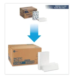 Georgia Pacific Professional 10.2 in. x 10.8 in. 1-Ply Pacific Blue Ultra Folded Paper Towels - White (2200/Carton)