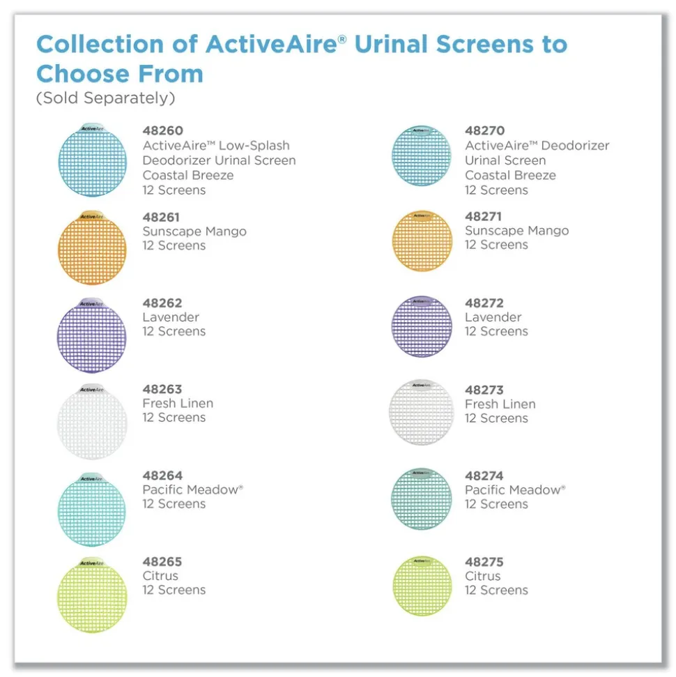 Georgia Pacific Professional ActiveAire Deodorizer Urinal Screen with Side Tab - Coastal Breeze Scent, Blue (12/Carton)