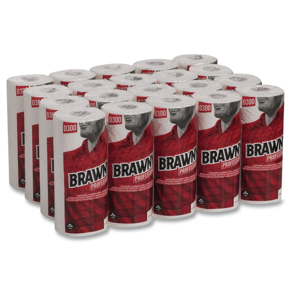 Georgia-Pacific 20085 11 in. x 9.38 in. 1-Ply Premium DRC Perforated Roll Wipers - Unscented, White (20 Rolls/Carton)