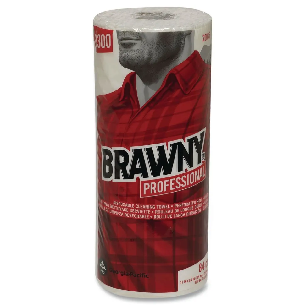 Georgia-Pacific 20085 11 in. x 9.38 in. 1-Ply Premium DRC Perforated Roll Wipers - Unscented, White (20 Rolls/Carton)