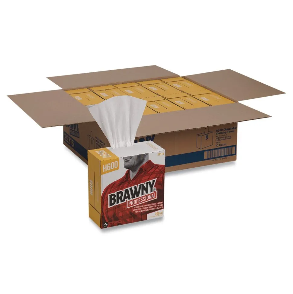 Georgia-Pacific 29316 9.1 x 12.5 Lightweight Disposable Shop Towels - White (2000/Carton)