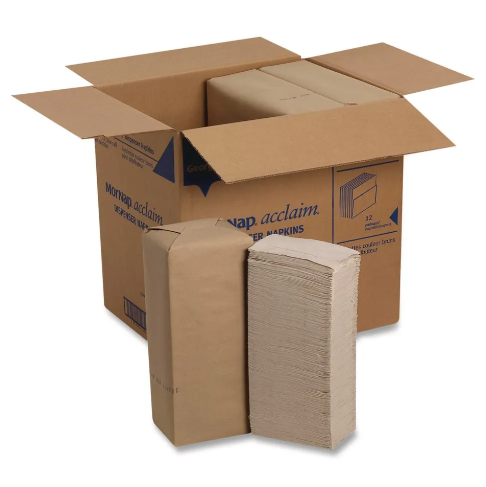 Georgia-Pacific Interfold Napkin Refills 1-Ply 13 x 8.5 Brown 900 Napkins/Pack 12 Packs/Carton