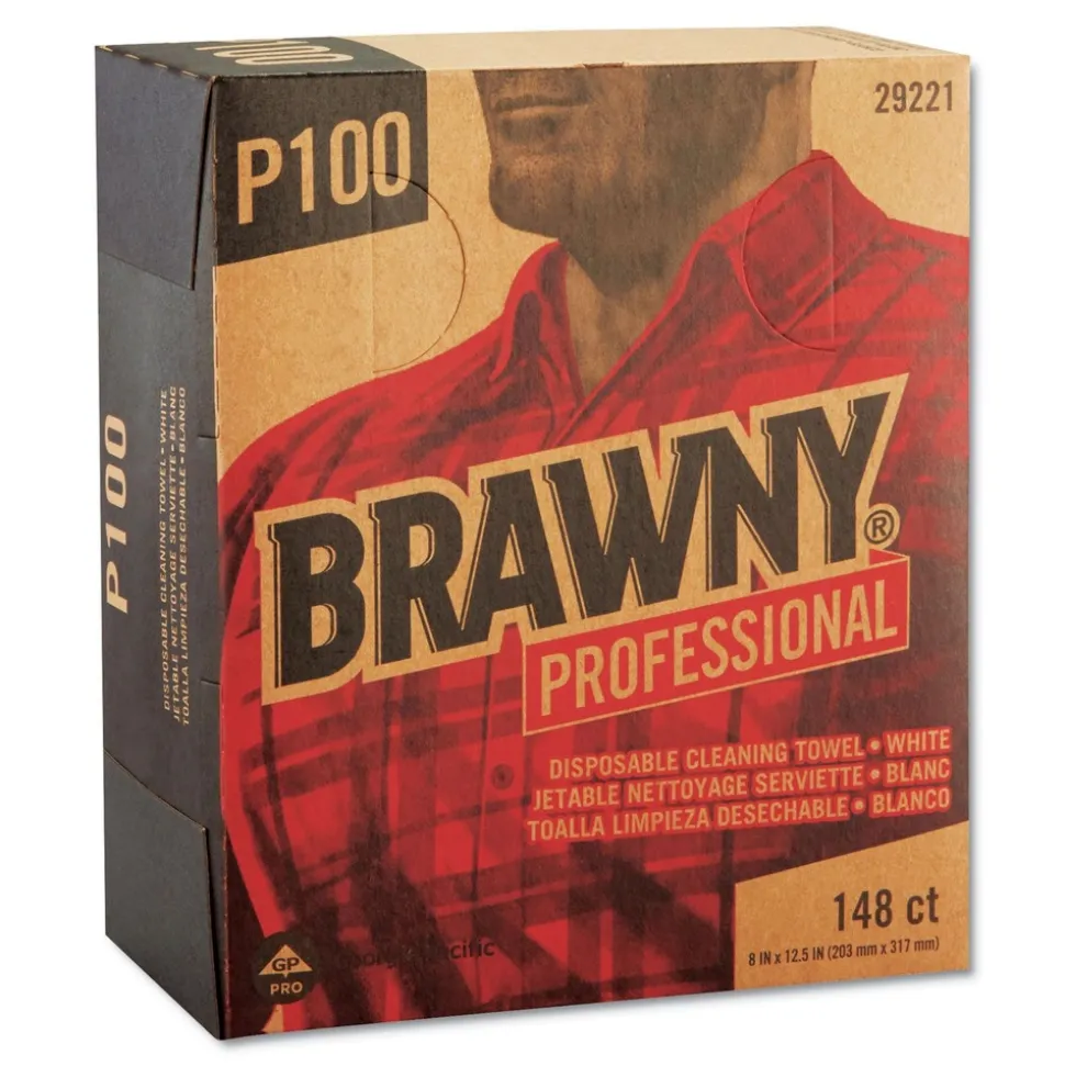 Georgia-Pacific 2-Ply 8 in. x 12-1/2 in. Light-Duty Paper Wipers - White (148/Box, 20 Boxes/Carton)