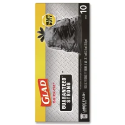 Glad 30 in. x 33 in. 30 gal. 0.81 mil Large Quick-Tie Trash Bags Tie-Flap - Black (10/Box 12 Boxes/Carton)