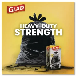 Glad 30 in. x 33 in. 30 gal. 0.81 mil Large Quick-Tie Trash Bags Tie-Flap - Black (10/Box 12 Boxes/Carton)