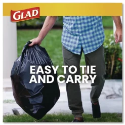 Glad 30 in. x 33 in. 30 gal. 0.81 mil Large Quick-Tie Trash Bags Tie-Flap - Black (10/Box 12 Boxes/Carton)