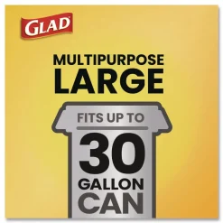Glad 30 in. x 33 in. 30 gal. 0.81 mil Large Quick-Tie Trash Bags Tie-Flap - Black (10/Box 12 Boxes/Carton)
