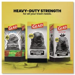 Glad 30 in. x 33 in. 1.05 mil 30 Gallon Three-Ply Drawstring Trash Bags - Black/Large (28/Box)