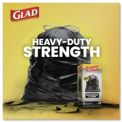 Glad 30 in. x 33 in. 1.05 mil 30 Gallon Three-Ply Drawstring Trash Bags - Black/Large (28/Box)