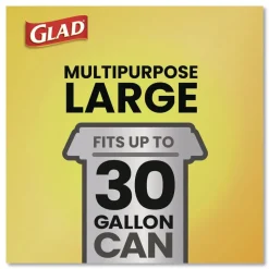Glad 30 in. x 33 in. 1.05 mil 30 Gallon Three-Ply Drawstring Trash Bags - Black/Large (28/Box)