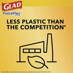 Glad ForceFlex 24 in. x 27.38 in. 13 Gallon Kitchen Drawstring Trash Bags - Gain Original Scent/White (240/Carton)