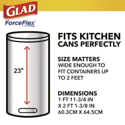 Glad ForceFlex 24 in. x 27.38 in. 13 Gallon Kitchen Drawstring Trash Bags - Gain Original Scent/White (240/Carton)