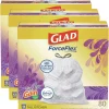 Glad ForceFlex 24 in. x 27.38 in. 13 Gallon Kitchen Drawstring Trash Bags - Gain Lavender Scent/White (240/Carton)
