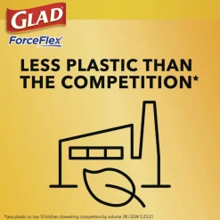 Glad ForceFlex 24 in. x 27.38 in. 13-Gallon Kitchen Drawstring Trash Bags - Gain Fresh Clean Scent White (80/Box)