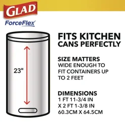 Glad ForceFlex 24 in. x 27.38 in. 13-Gallon Kitchen Drawstring Trash Bags - Gain Fresh Clean Scent White (80/Box)