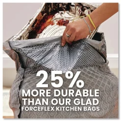 Glad ForceFlex MaxStrength 24 in. x 28 in. 13 Gallon Tall Kitchen Drawstring Trash Bags - Fresh Clean Scent/White (204/Carton)