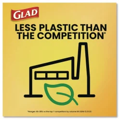 Glad Guaranteed Strong 30 in. x 33 in. 1.05 mil 30 Gallon Three-Ply Large Drawstring Trash Bags - Black (168/Carton)