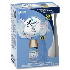 Glade 310916 Clean Linen Automatic Spray Starter Kit - White/Gold (4/Kit)