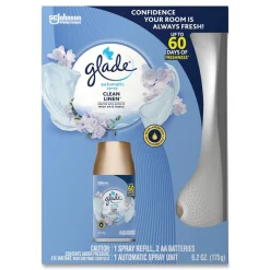 Glade Clean Linen Automatic Spray Starter Kit - White/Gold (4/Carton)