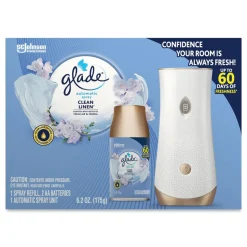 Glade Clean Linen Automatic Spray Starter Kit - White/Gold (4/Carton)