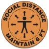 GN1 17 in. Circle "Social Distance Maintain 6 ft." Human/Arrows Slip-Gard Social Distance Floor Signs - Orange (25/Pack)