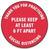GN1 12 in. Circle "Thank You For Practicing Social Distancing Please Keep At Least 6 ft. Apart" Slip-Gard Floor Signs - Red (25/Pack)