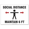 GN1 14 in. x 10 in. Wall Human/Arrows Social Distance Signs - White (10/Pack)