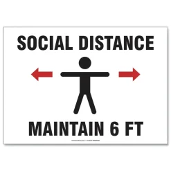 GN1 14 in. x 10 in. Wall Human/Arrows Social Distance Signs - White (10/Pack)