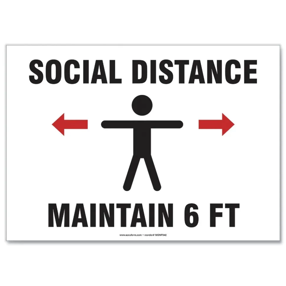 GN1 14 in. x 10 in. Wall Human/Arrows Social Distance Signs - White (10/Pack)