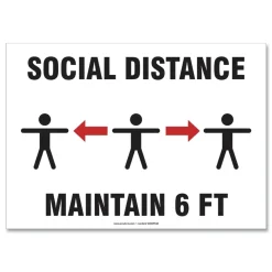 GN1 14 in. x 10 in. Wall 3-Human/Arrows Social Distance Signs - White (10/Pack)