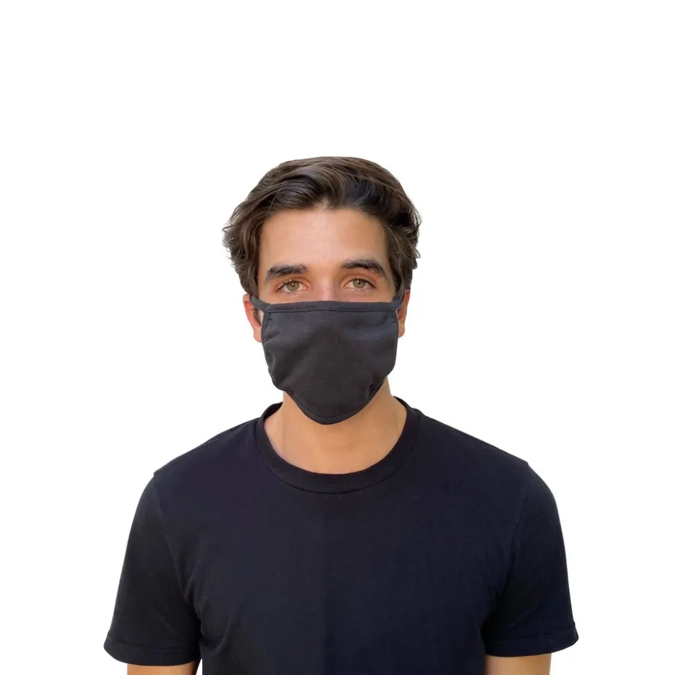 GN1 Cotton Face Mask with Antimicrobial Finish - Black (10/Pack)